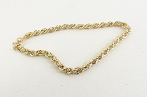 9ct gold rope link bracelet - gold,