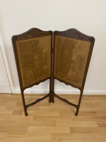 Antique wooden folding screen - antique,