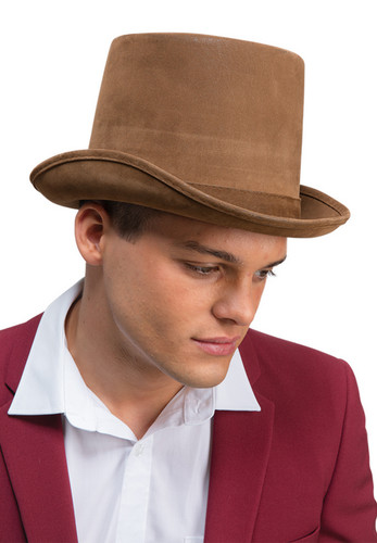 Deluxe suede brown top hat - suede,