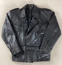Vintage Heavy Leather Biker Jacket Motorcycle Jacket Size M - see size note