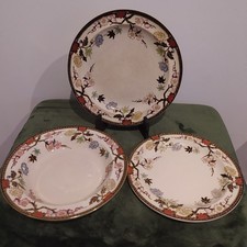 Crescent England Floral Gilt 6 Dinner Plates & 6 Soup Bowls Vintage China