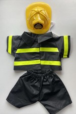 Build A Bear Fireman Fire Fighter Costume Outfit Black Yellow Helmet Suit Hose