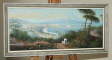 MARIA GIANNI (b.1863 ) Framed Gouache Painting Vesuvius & Bay of Naples, Italy