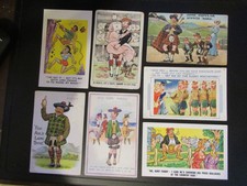 7 Scottish humour comic seaside postcards, some pre-WW1