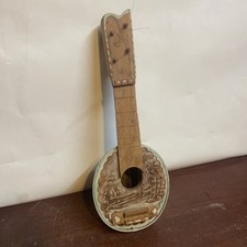 Cuty Ukulele Made Of Coconut Shell Hand Painted And Carved 12x7x34 Vintage