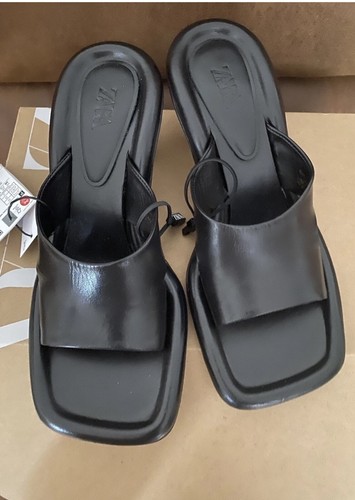 Zara leather heeled mules - zara,