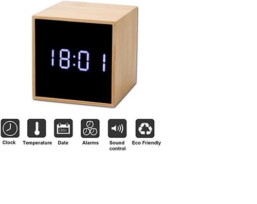 Digital alarm clock wooden - clock,,