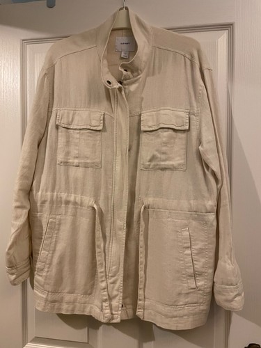 Linen blend utility jacket - blend,