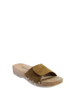 Homers Womens Brown Suede Wooden Clogs Mules Shoes Size 6