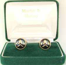 FIREMAN cufflinks made from old Fireman buttons in Blue & Gold