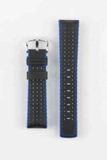 Hirsch ROBBY Sailcloth Effect 24mm Performance Watch Strap in BLACK / BLUE