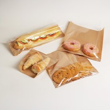 FILM FRONTED PAPER BAGS CLEAR DISPLAY WINDOW CAKES SWEETS SANDWICH BAGUETTE