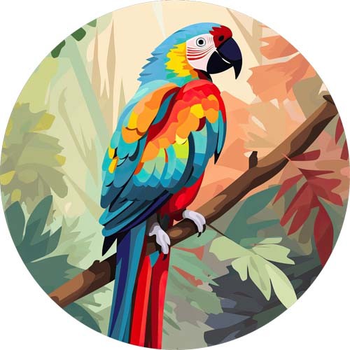 Stained glass floral macaw - stained,