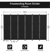 Panel Room Divider 6FT Folding