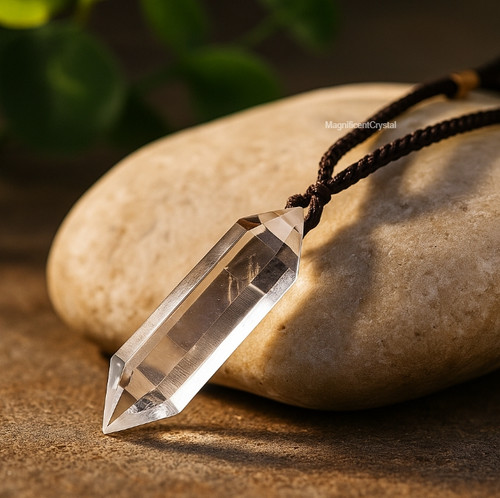 Clear quartz hexagonal crystal - clear,