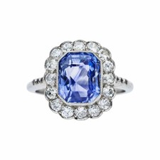 2.6ct Lab-Created Blue Tanzanite Engagement Ring Stylish Halo White Gold Plated