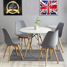 80CM Round Dining Table and Tulip Chairs Set Wooden Legs Kitchen Home Furniture