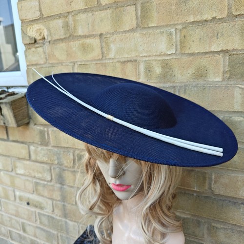 Navy blue cream feather - blue,