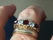 18 Carat Gold Victorian Garnet And Diamond Ring Size R