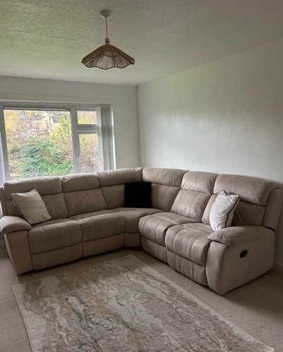 Beige suede corner - suede,