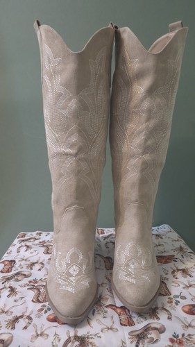 Ladies beige knee high - ladies, knee-high