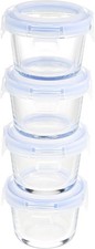 4x Glass Food Storage Containers 120ml with BPA-Free Lids Freezer Microwave Safe
