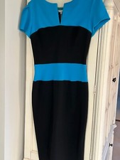 DIVA DRESS LARGE PENCIL FLATTERING DESIGN  COLOUR BLOCK BLUE/BLACK 