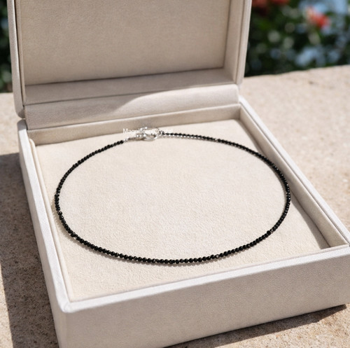 Natural black obsidian choker - natural,