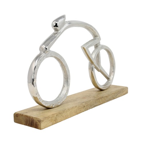 Cyclist sculpture wooden - sculpture,