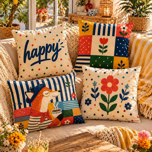 Happy modern pillow covers - happy,