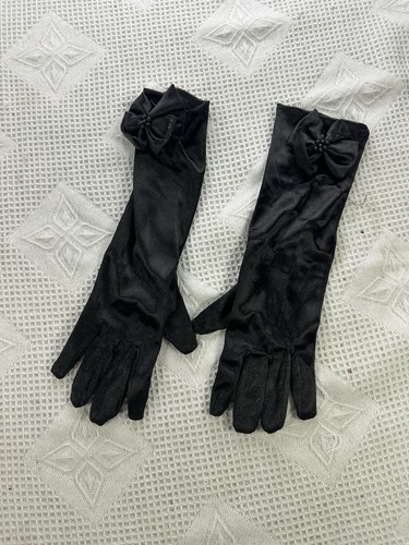 Black long satin - black,