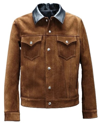 Brown trucker real suede - trucker,