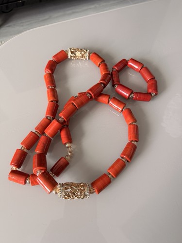 Handcrafted red coral bead - handcrafted,