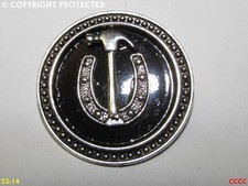 steampunk brooch badge pin silver hammer horseshoe blacksmith farrier forge pony