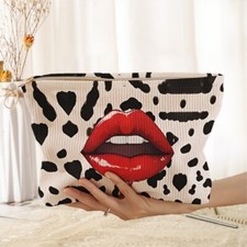 Lip Pattern Printed Makeup Bag