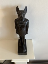 Vintage Antique Egyptian Cat Goddess Bastet Basalt Stone Art Statue Egypt 11”