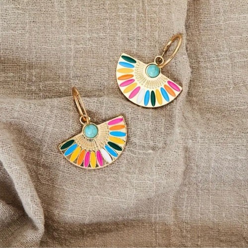 Colorful hoop earrings with - colorful,
