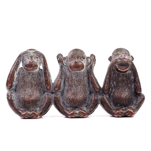 Antique bronze wise monkeys - bronze,
