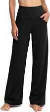 Women'S Activewear Trousers Yoga Trousers, Pockets Straight Wide Leg Pants M