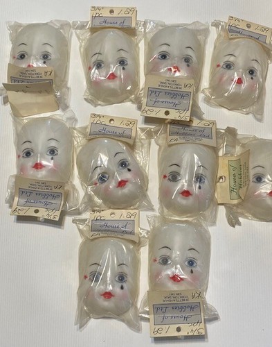 Vintage doll half heads - 10,