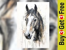 Elegant Horse Portrait 5"x7" Print on Matte Paper | Majestic Equine Watercolor