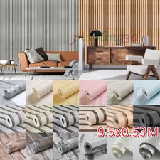10M Wooden Slat Panelling Wallpaper 3D Effect Wood Panel Faux Stripes Feature UK