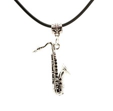 Silver Saxophone Pendant On
