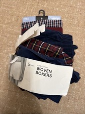 M&S Woven Boxers 5 Pairs Pure