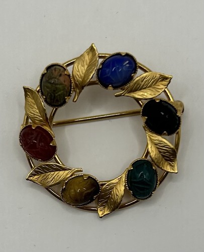 Vintage scarab brooch pin - brooch,