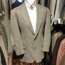 Vintage Mens 40s Tweed Herringbone Brown Suit Jacket Blazer Harris Style 1950s