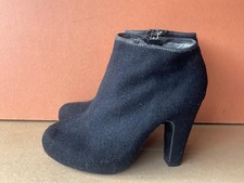Asos Women's Black Suede Side Zip Up Heeled Ankle Boots Shoes UK 7 EUR 40 -A42