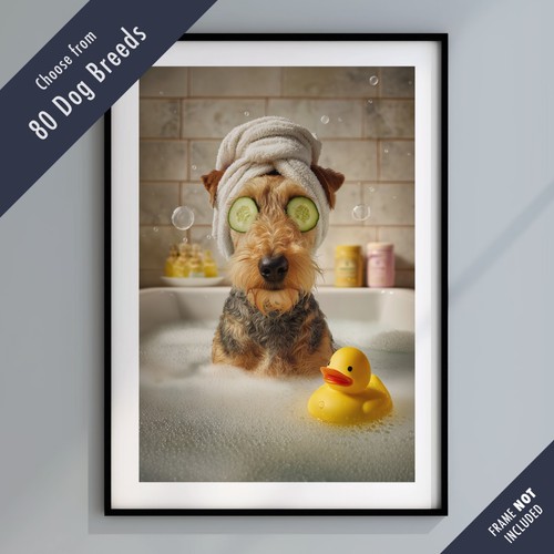 Funny dog bath print - dog, in