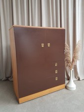 Vtg Mid Century Danish Oak Compact Tallboy Wardrobe Cupboard Retro Scandi R881