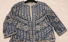Zara Blue Embroidered Embellished Jacket Large
